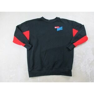 Nike Sweater Womens Small Black Spell Out Swoosh Pullover Casual‎ Ladies*